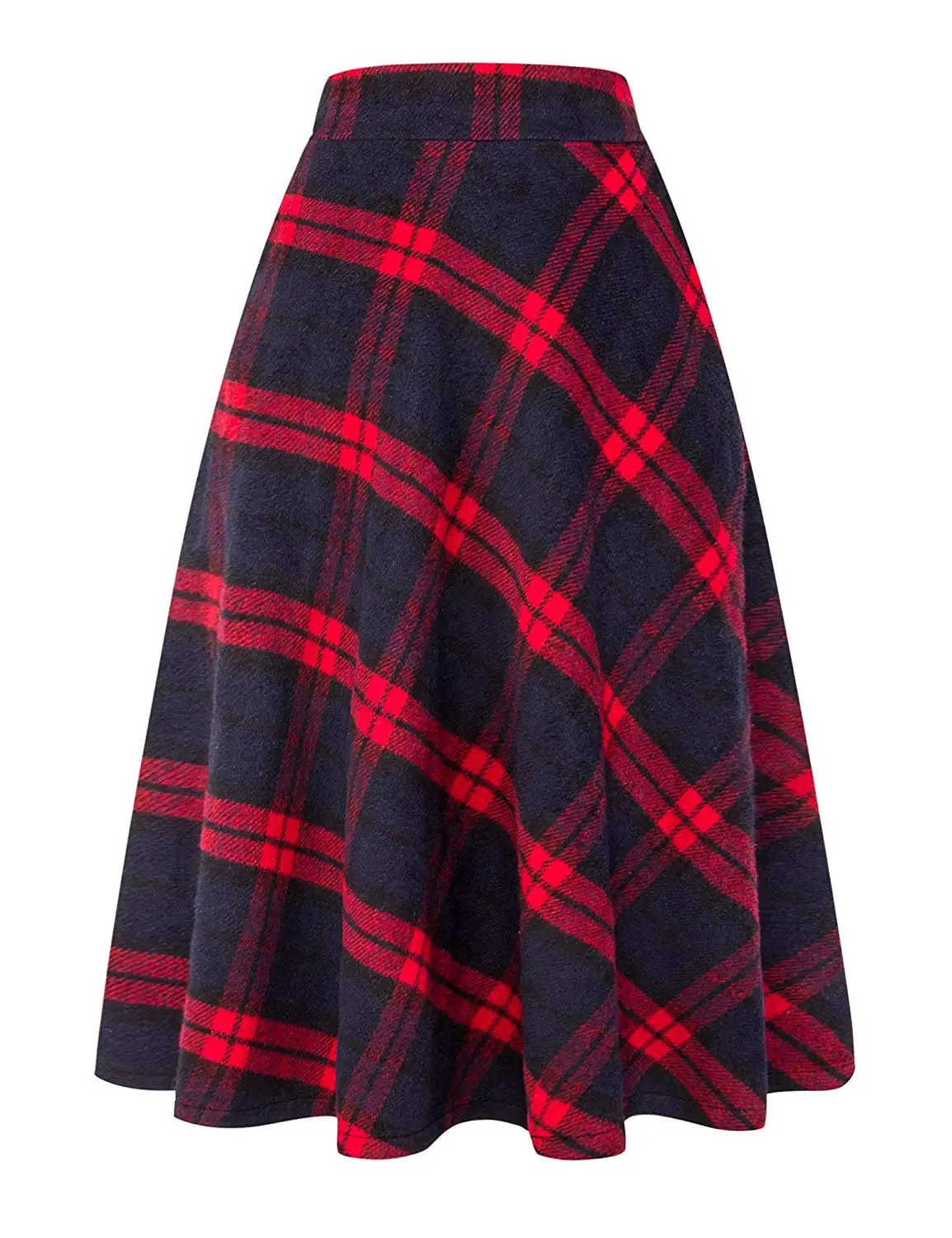 Nantersan зимняя женская высокая эластичная талия Макси трапециевидная теплая клетчатая юбка длиной до щиколотки длинная юбка