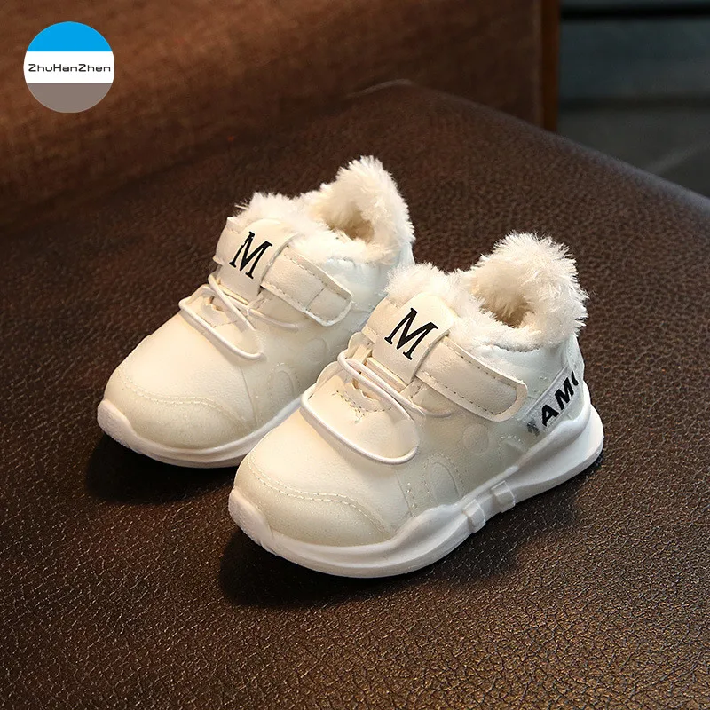 Зимние детские кроссовки, модная теплая хлопковая обувь, детская спортивная обувь для мальчиков и девочек, нескользящая Мягкая повседневная обувь, высокое качество