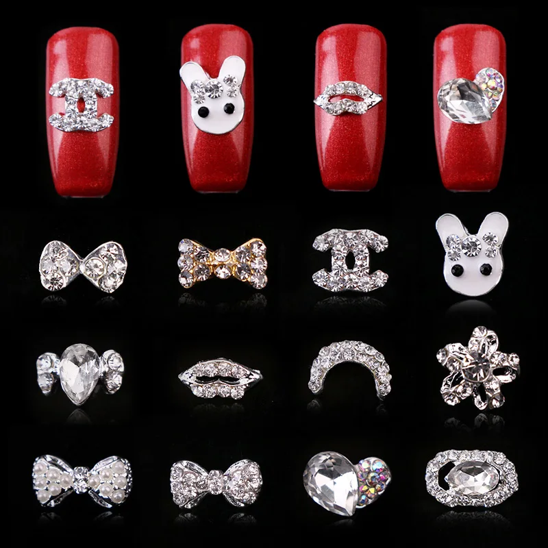 

Nail polish alloy nail bow drill lips heart-shaped paste drill nail drill rhinestone paste metal accessories 10pcs/lot