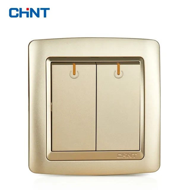 Chint Electric Light Switch Wall Plates New2k Champagne Gold Chint Electric Light Switch Wall Plates New2k Champagne Gold Two Gang One Way 16a