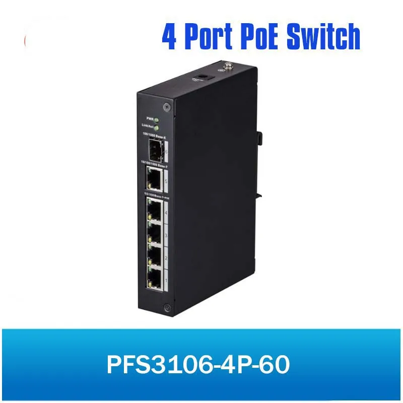 

DH POE Switch PFS3106-4P-60 4-Port PoE Switch (Unmanaged) CCTV IP Accessory