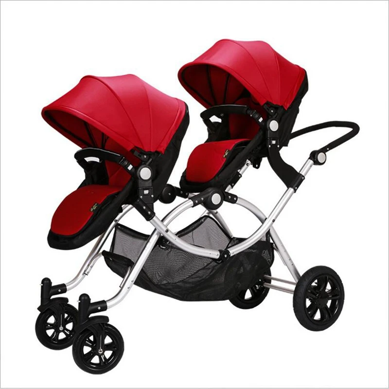 

Twin strollers high landscape baby strollers can seat two cars before and after the two-wheeled four-wheeled stroller inflatable