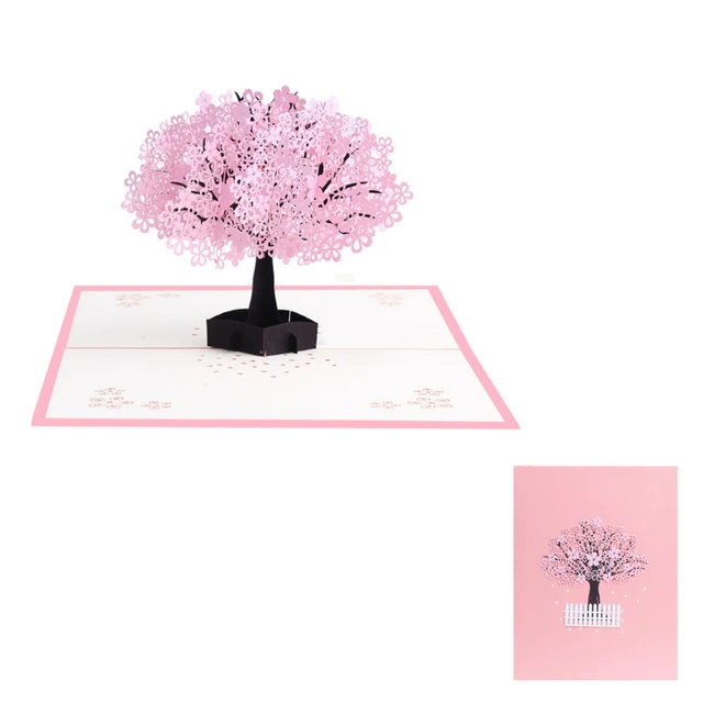 fashion design 3d pop up cherry blossoms greeting card christmas