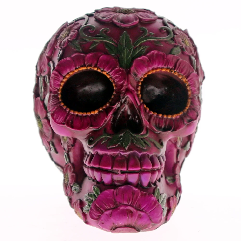 Purple Glitter Skull Sculpture Figurine Gothic Horror Ornament Figure Decoration