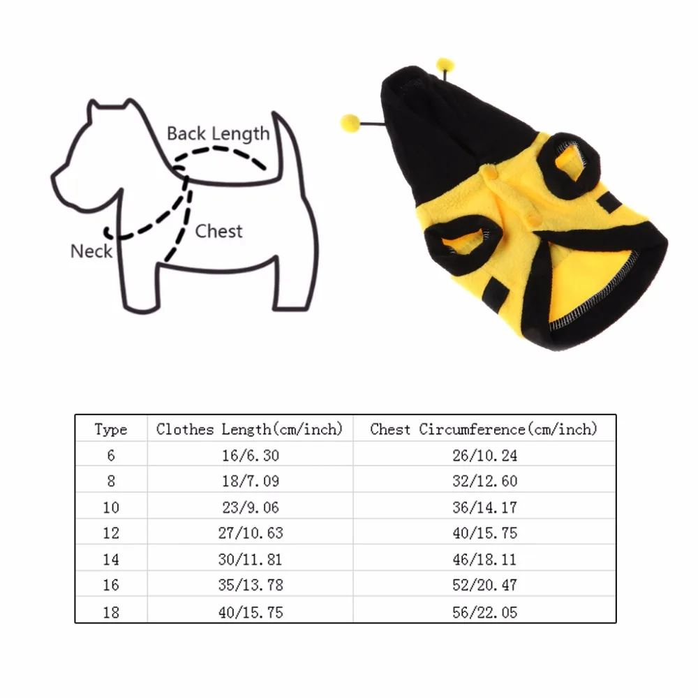 SUPREPET Милая одежда для домашних животных костюм пчелы мягкая теплая ткань пальто толстовка для собак Щенок Кошка одеваются всесезонные аксессуары для домашних животных