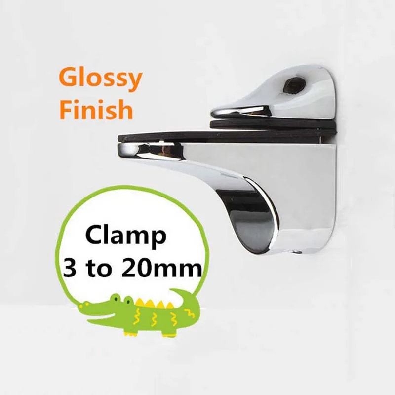 

2pcs Adjustable Metal Shelf Holder Glass Clamp bracket Glossy Shiny finish clamp size option 20mm Zinc alloy Material KF305