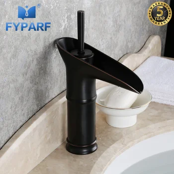 

FYPARF Waterfall Bathroom Faucet Retro Basin Taps Oil Rubbed Bronze Single Handle Sink Faucets Taps Solid Brass Sink Water Crane