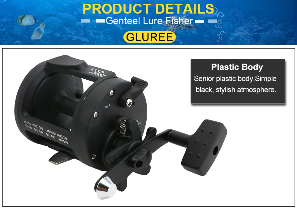 GLUREE Trolling Reel Fishing 3.81 1BB TSSD 3000 4000 Black Right Hand Casting Sea Fishing Reel Saltwater Baitcasting Reel Coil (13)