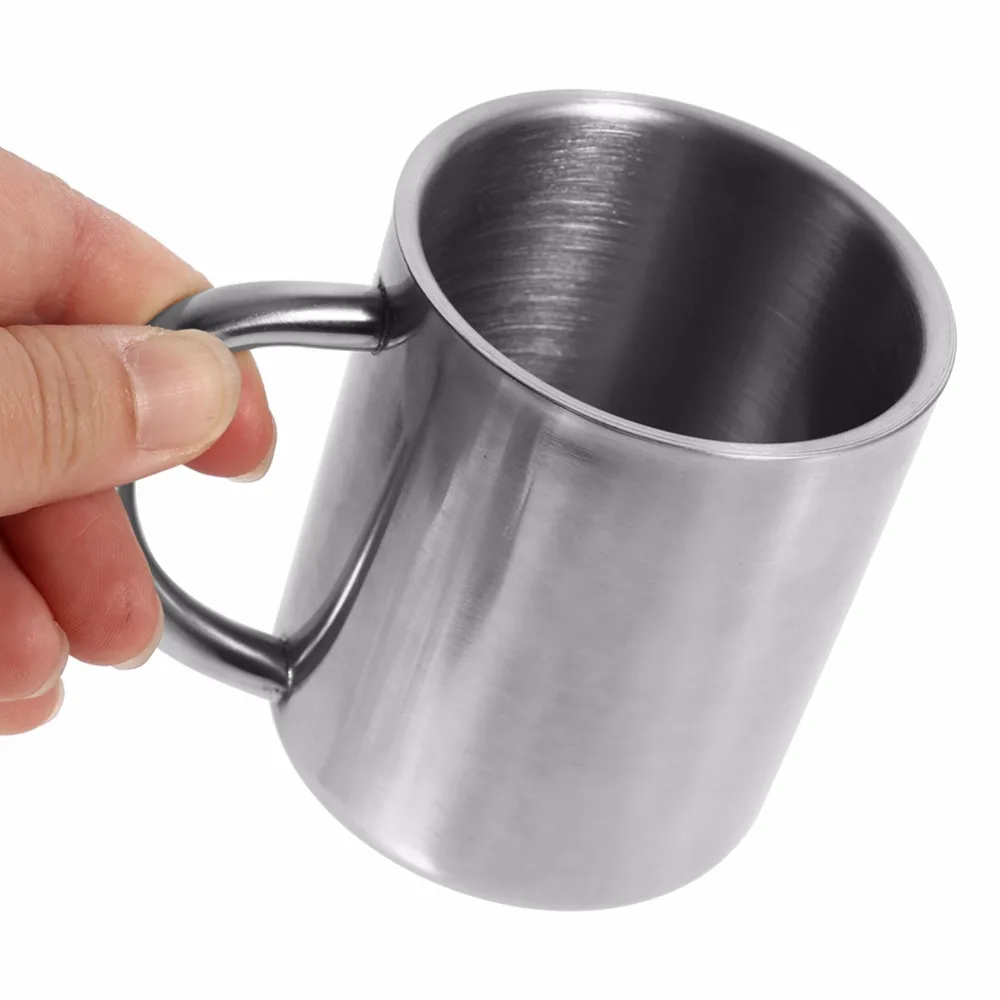 

Double Layer Stainless Steel Coffee Mugs Tea Cup Wine Cup with Handgrip Scald-proof Milk Mug Drinkware Kitchen Tools