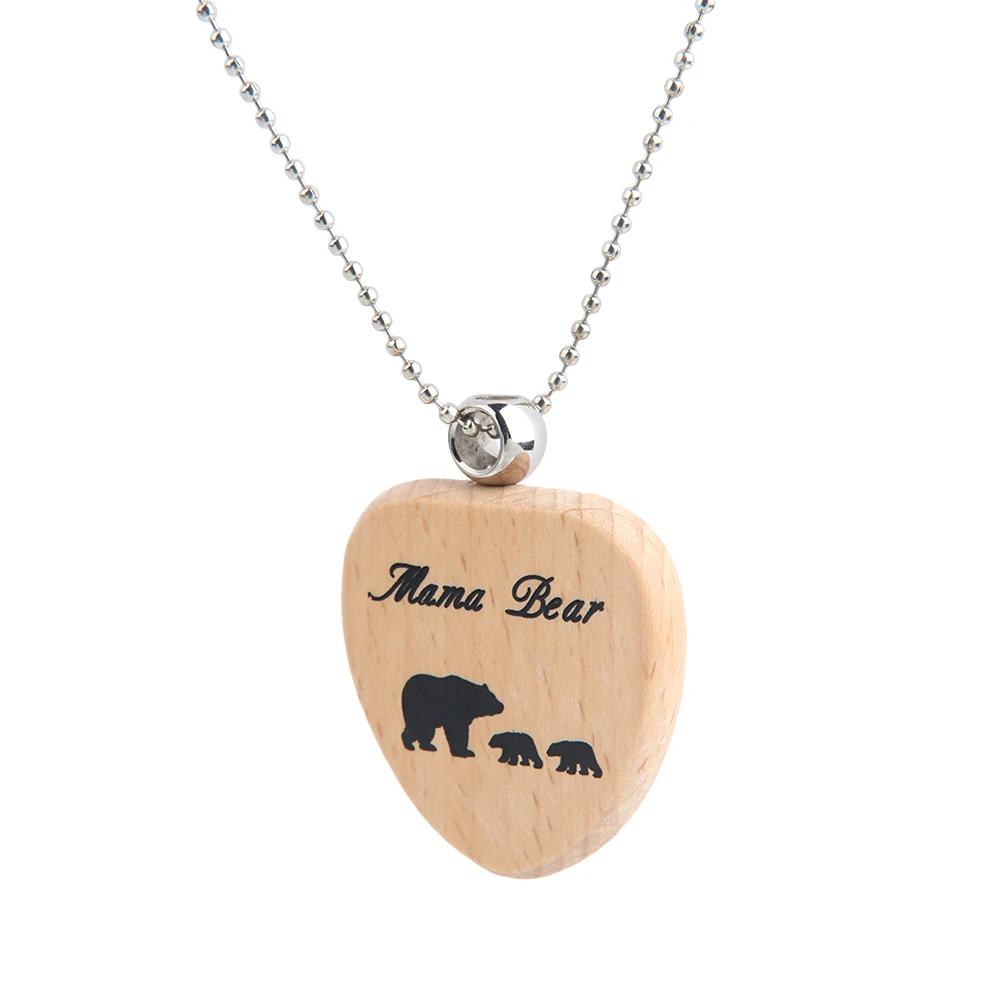 Mama Bear ожерелье деревянный в форме сердца резной Подарок Мама и младенцы подвеска, цепочка, ожерелье любовь детей семья ювелирные изделия подарок матери - Окраска металла: 2