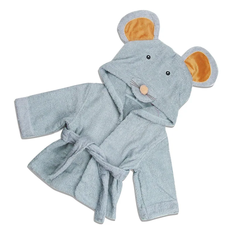 16 видов стилей детский халат с капюшоном в виде животных/Детская мультяшная полотенце/детский банный халат с персонажами/банные полотенца для младенцев - Цвет: Blue gray mouse