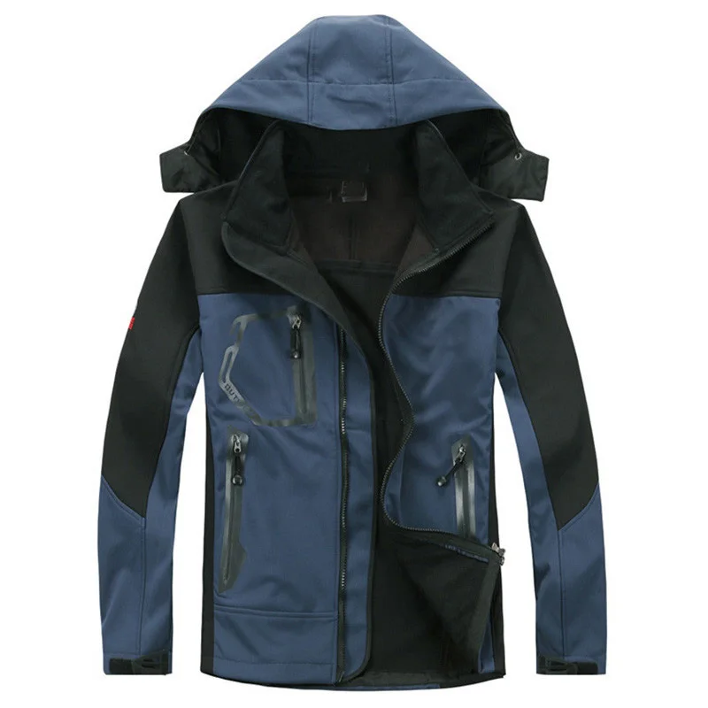 Быть волком Охотничьи Куртки мужские спортивные уличные рыболовные скалолазание кемпинг катание на лыжах ветровка походная флисовая куртка одежда - Цвет: Dark blue