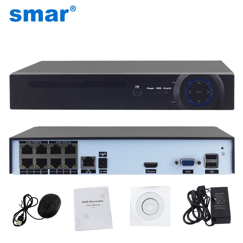 preço Smar CCTV POE NVR 8CH HI3520D Sensor H.264 Onvif Gravador De Vídeo em Rede NVR para 720 p 960 p 1080 p sistema de CFTV IP Camera HDMI VGA