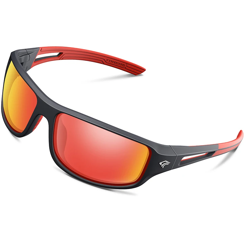 Поляризационные спортивные солнцезащитные очки для мужчин и женщин, для езды на велосипеде, бега, вождения, рыбалки, гольфа, бейсбола, GRILAMID TR90, оправа, высокое качество - Цвет: Black Red