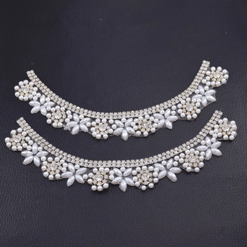Rhinestone with pearl iron on necklines (2)