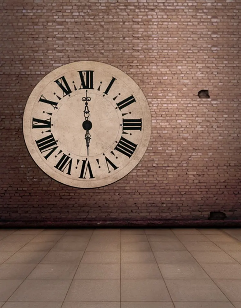 

5x7ft Brick Wall Clock Photography Backdrops Photo Props Studio Background