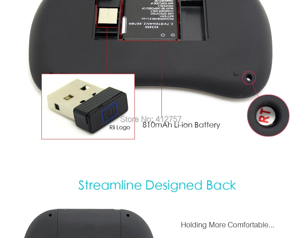 2.4GHz Air Mouse com TouchPad Handheld para