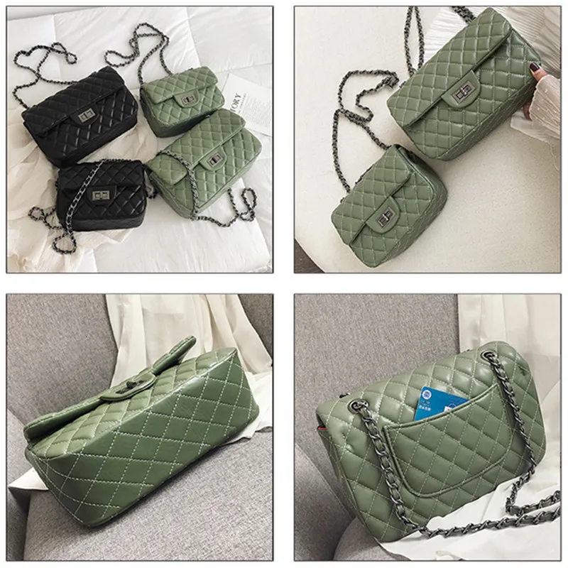  Luxury Brand Female Handbag 2019 Quality PU Leather Women's Designer Handbag Classic Lattice Chain  - 4000029978929
