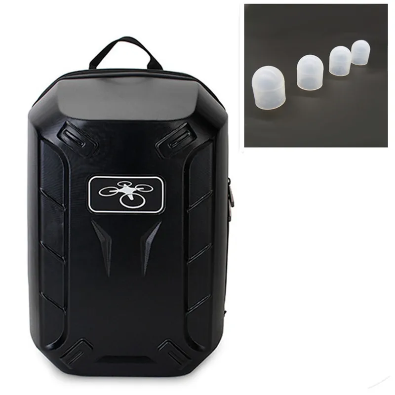 Phantom 3 Hardshell Bag Backpack Shoulder Carry Case Hard Shell Box + 4 Pcs DJI Phantom Motor Guard Cap Protector Cove