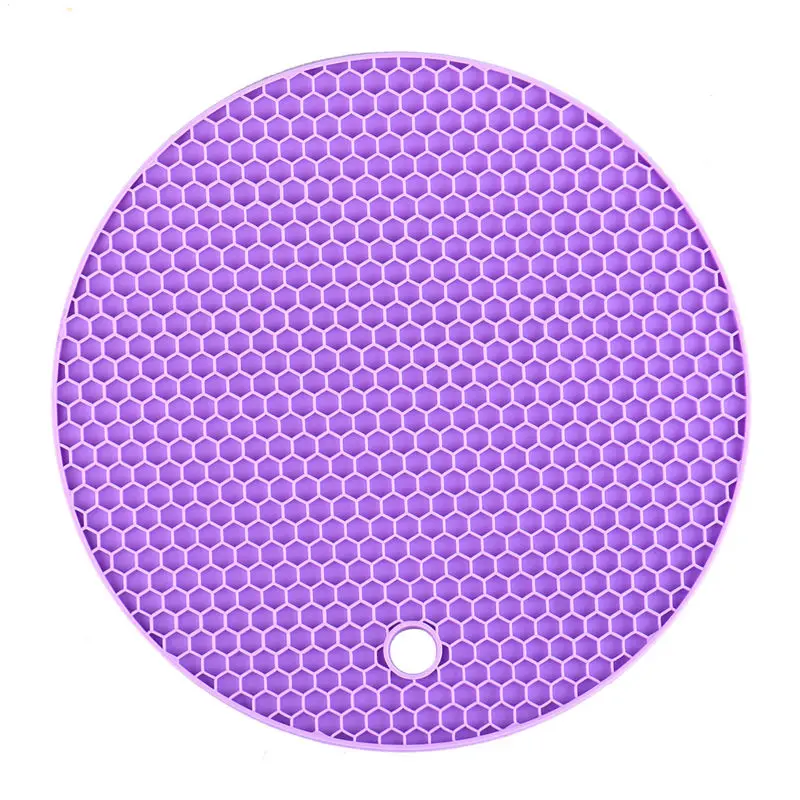 1Pcs Colorful Round Heat Resistant Non-Slip Silicone Mat Pot Holder Coaster crochet doilies  Posavasos Table Kitchen Placemats (6)