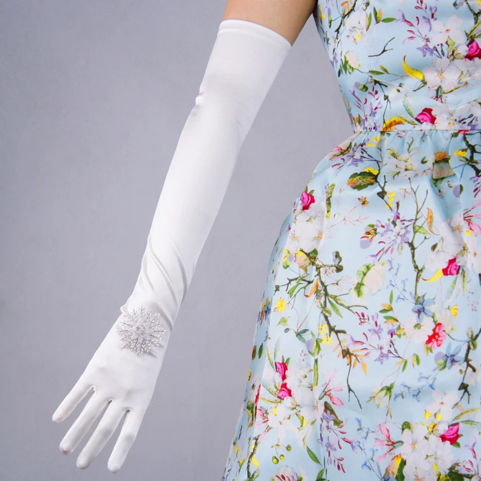 Женские перчатки эластичные шелковые атласные белые черные бежевые солнцезащитные летние перчатки Классические французские элегантные Boda vestido перчатки TB57