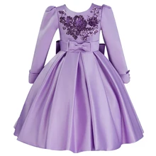 Платья с цветочным узором и блестками для девочек; детское торжественное платье на свадьбу для девочек; платье для дня рождения; коллекция года; сезон осень-зима; бальное платье принцессы; Vestido