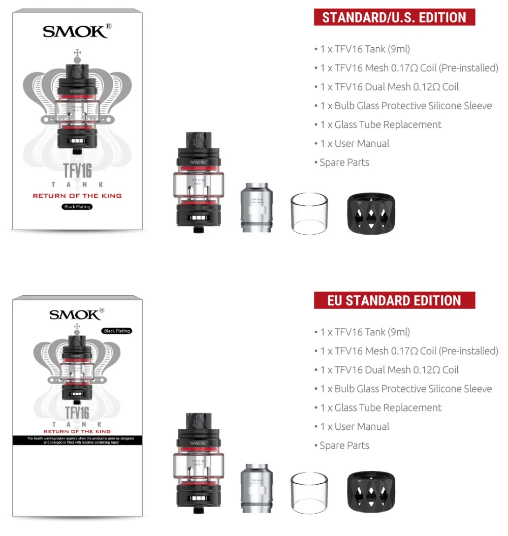 9 мл SMOK TFV16 бак электронная сигарета распылитель 510 нить с 0,6 0,8 сеткой катушки испаритель VS TFV12 Prince Tank Vape