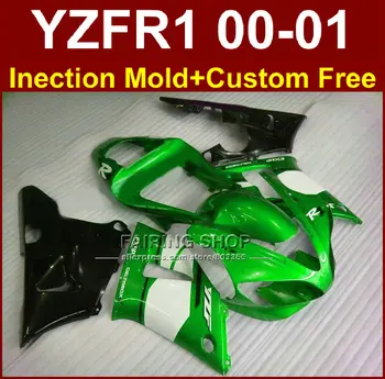 

Motorcycle fairings for YAMAHA fairings YZF R1 00 01 YZFR1 green black fairings kit 2000 2001 yzf 1000 EXUP bodyworks +7gifts