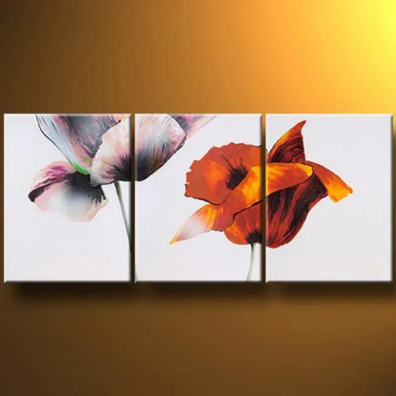 

3 Panel Wall Art Home Decor Pictures Hand Painted Modern Flower Oil Painting on Canvas Abstract Acrylic Floral Paintings Sets