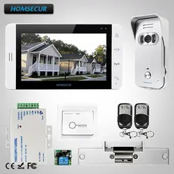 HOMSECUR 7 "Видео домофонов Интерком охранника + монитор для дома/без каблука: L1: TC021-S Камера (серебро) + TM703-W монитор (белый) + замок