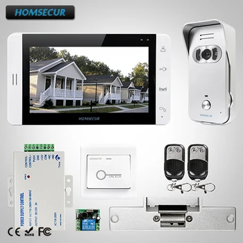 

HOMSECUR 7" Video Door Entry Security Intercom+Monitor for House/Flat:L1:TC021-S Camera(Silver)+TM703-W Monitor(White)+Lock