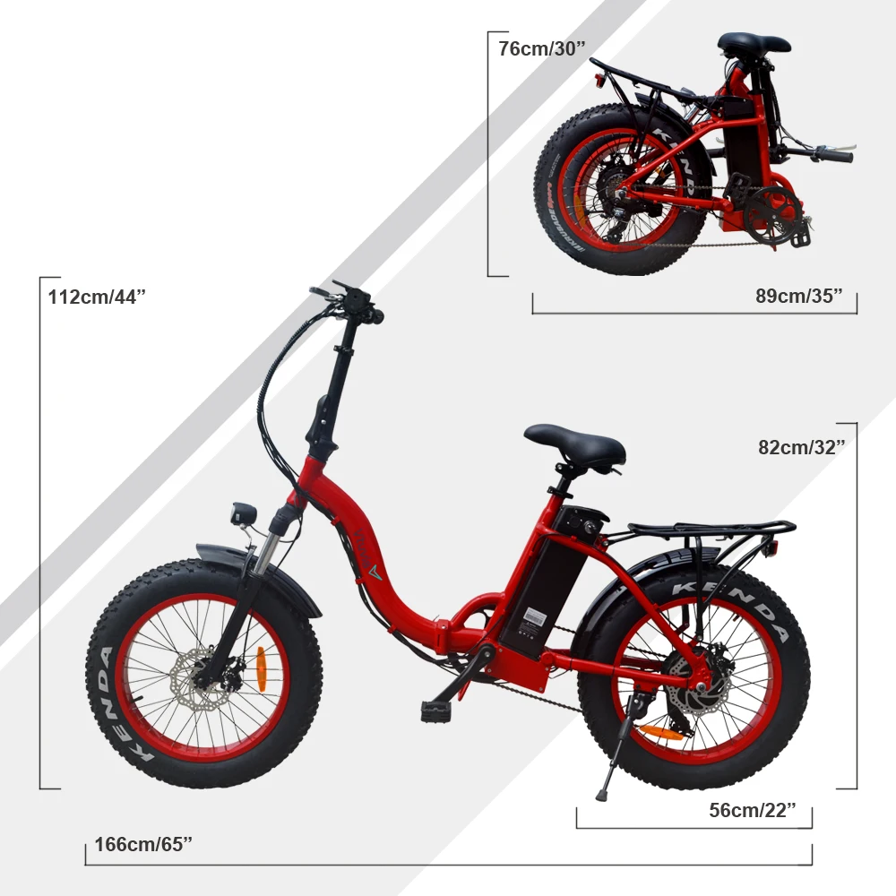  America free shipping 20'' folding frame e-bike 7 speed Derailleur 55km long range 48v 500w electri