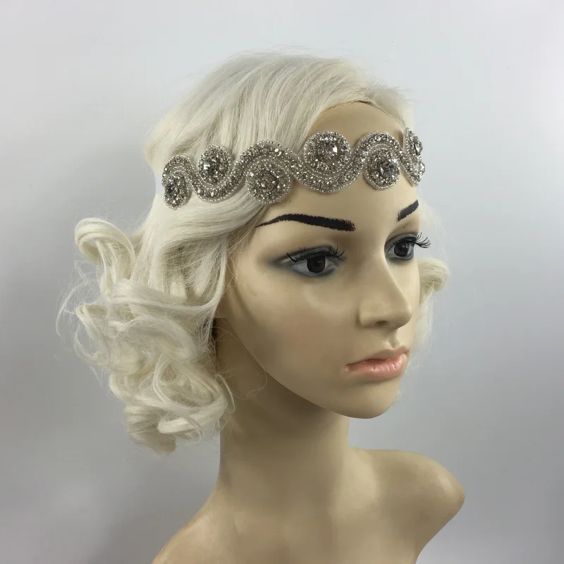 

Charm Silver Crystal Headband 1920s Gatsby Wedding Party Prom Headband Waist Band Hair Accessory for Ascot Race Cosplay Costume