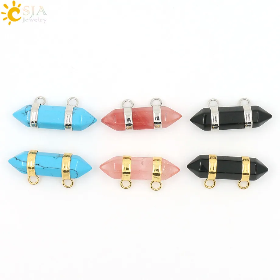 Women Amethyst Natural Stone Double Buckle Pendant