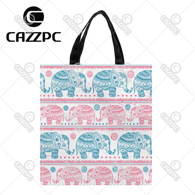 

Aztec Vintage Elephant Pattern Print Custom individual waterproof Nylon Fabric shopping bag gift bag Pack of 2