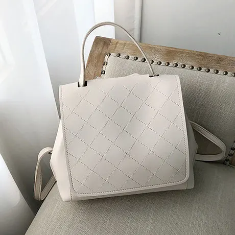 

2019 New Multi-functiona Shoulder Bag Simple Solid Color Backpack Fashion Lattice School Bag Casual Women's Designer Luxury Bag