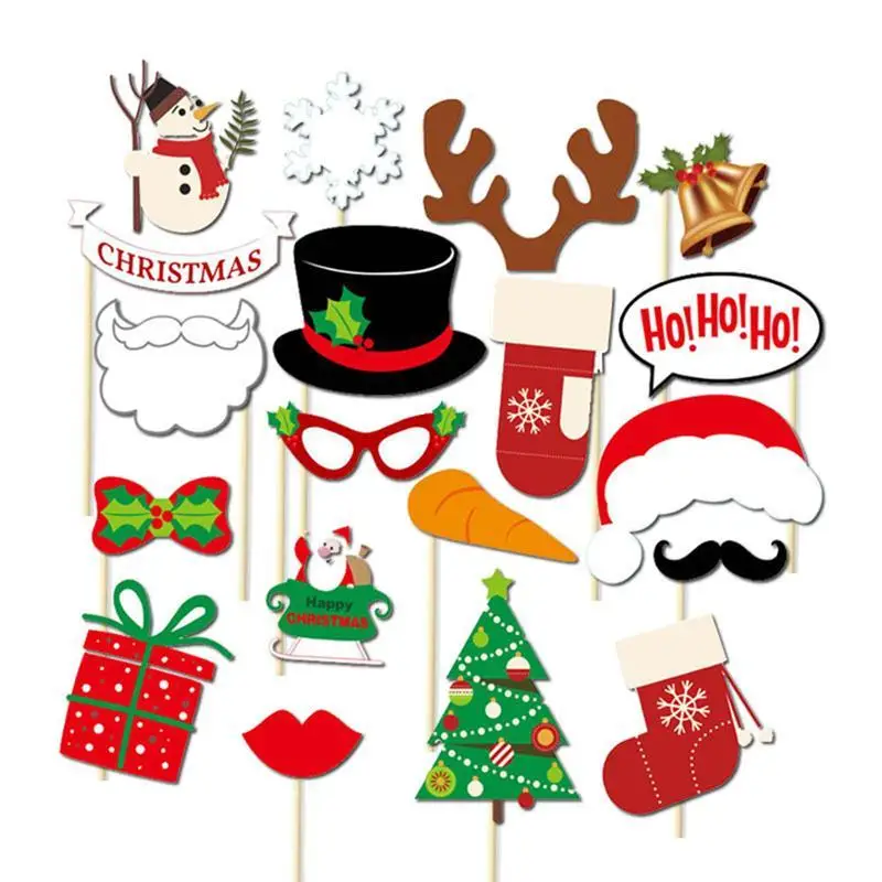 19 шт фото стенд реквизит Рождественские перчатки для снеговика колокольчик ботинки реквизит на палочках для рождественской вечеринки декор год