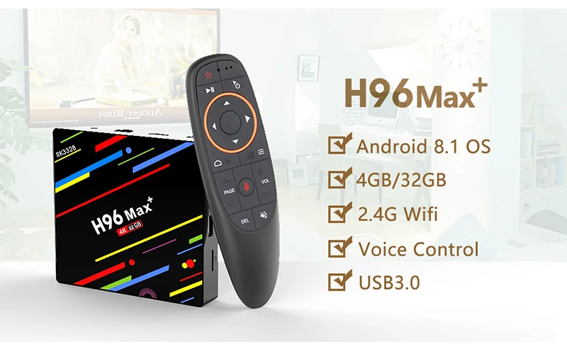 H96 MAX PLUS ТВ приставка RK3328 Smart 4K HD 4G 64G Android 8,1 четырехъядерный Google Голосовое управление плеер Settop BOX с подсветкой клавиатуры