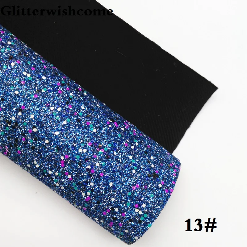 Glitterwishcome 21X29 см A4 размер винил для бантов, плотная блестящая кожа ткань винил для бантов, GM076A подложка имеет клей пятнистый - Цвет: 13