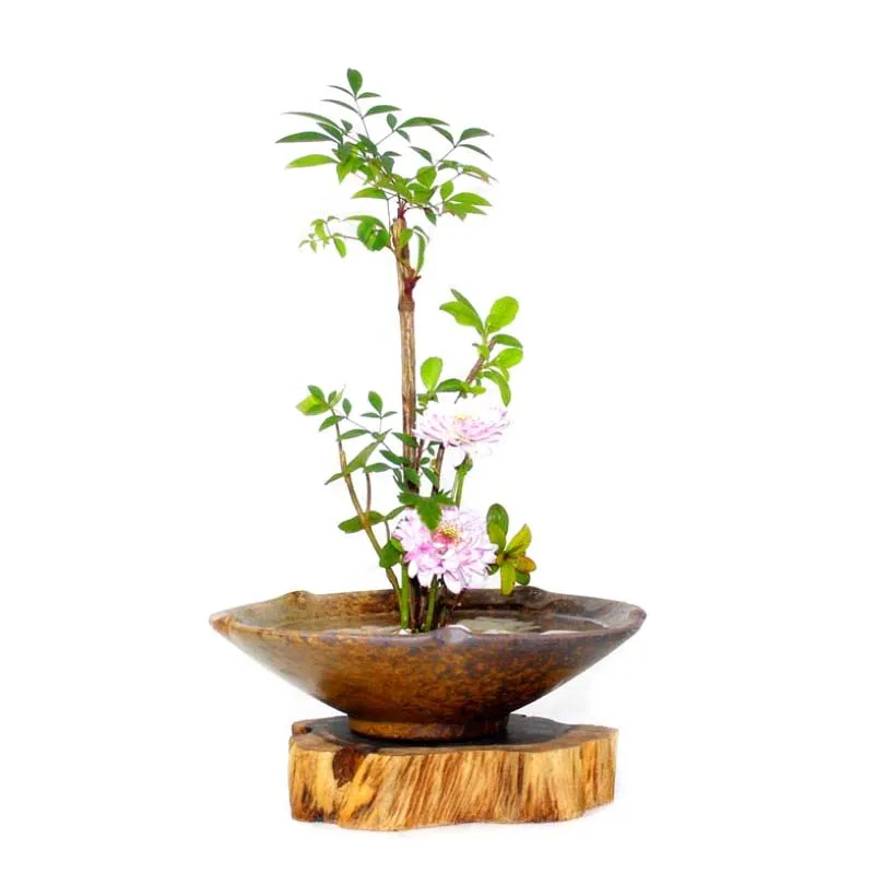 Корзина для цветов грубая глиняная Ваза Jardiniere Ikebana Kenzan керамическая Столешница цветочный горшок цветочный узор винтажный домашний декор