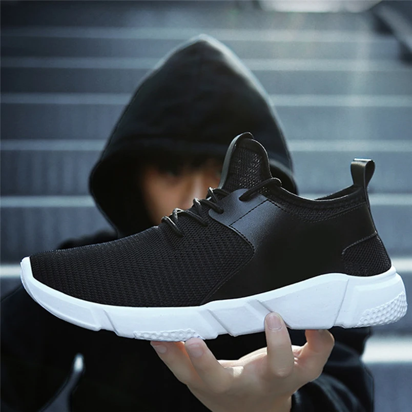 Sneakers Men Knit Mesh Shoes Outdoor Fashion Breathable Fashion Straps Sports Running Casual Sneakers Solid Shoe #FS#4NV08 (19)