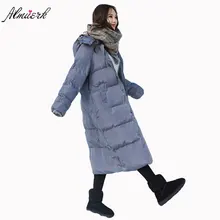 2017 winter new medium-length section of the package clothing cotton loose loose over the long knee clothes with hat long cotton