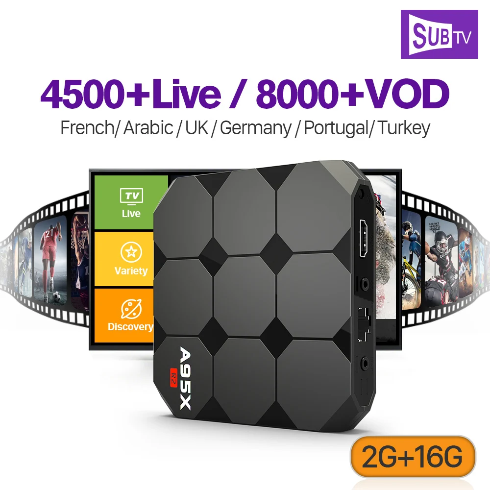 

IPTV France Box Android 7.1 SUBTV IPTV Box A95X R2 Subscription IPTV France Arabic Belgium Canada Portugal Turkey IP TV Italy