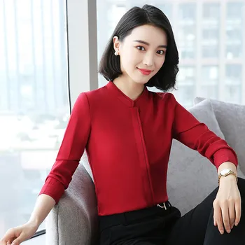 

Ladies Office OL Styles Blouses and Shirts 2018 Fall Autumn Long Sleeve Blouse Formal Elegant Tops Clothes Business Work Wear