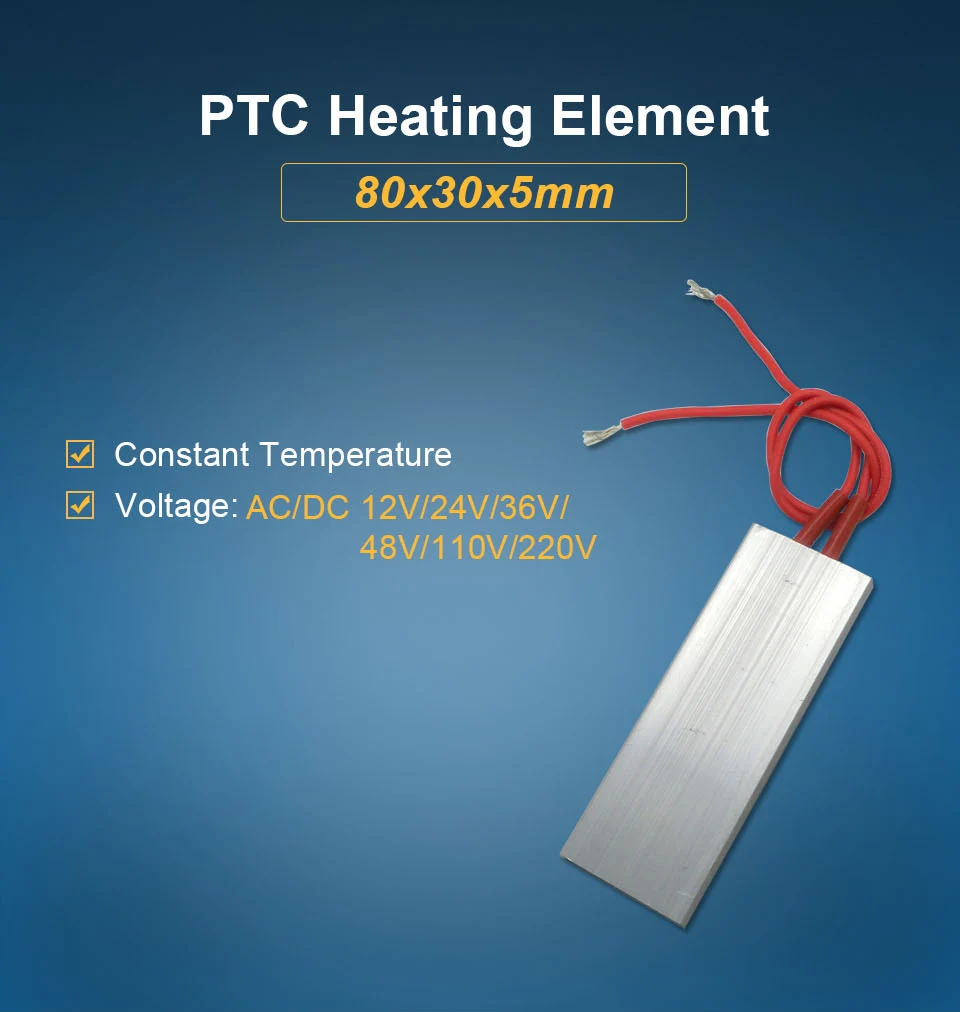 LJXH 2 шт. 80x30x5 мм 220V PTC Нагревательный элемент 60/80/100/120/150 градусов постоянная Температура PTC Алюминий оболочки нагревательная плита