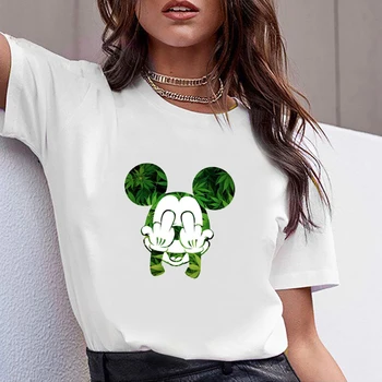 

Women Clothes Print Summer Cute Ear Green Cartoon Short Sleeve Fashion Printed Women Top Casual Woman Tee Shirt T Female T-shirt