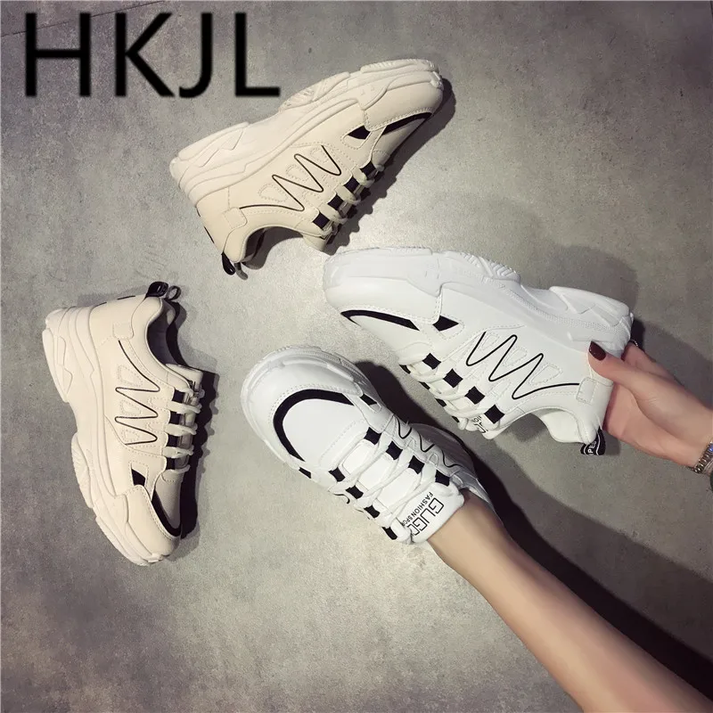 

HKJL Sneaker women 2019 new Korean version of sponge cake with mesh breathable casual shoes women's small white shoes A649