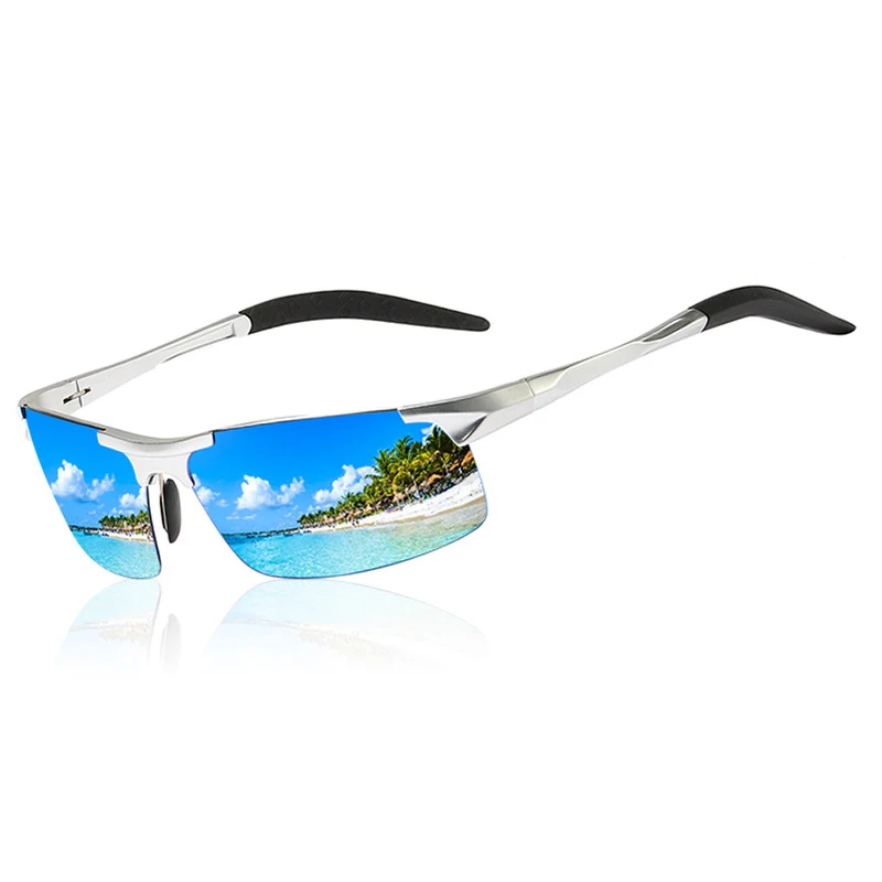 Saylayo High Quality Aluminum Magnesium Sports Sunglasses Polarized Men UV400 Rectangle Gold Outdoor Drive Sun Glasses