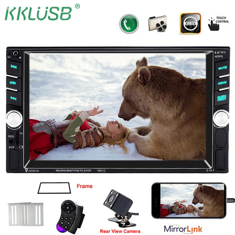 

2DIN 6.6 " TFT Autoradio 2 din Car Radio Coche Rcorder Touch Screen Car Audio Bluetooth MP5 multimidia Player Rear View Camera