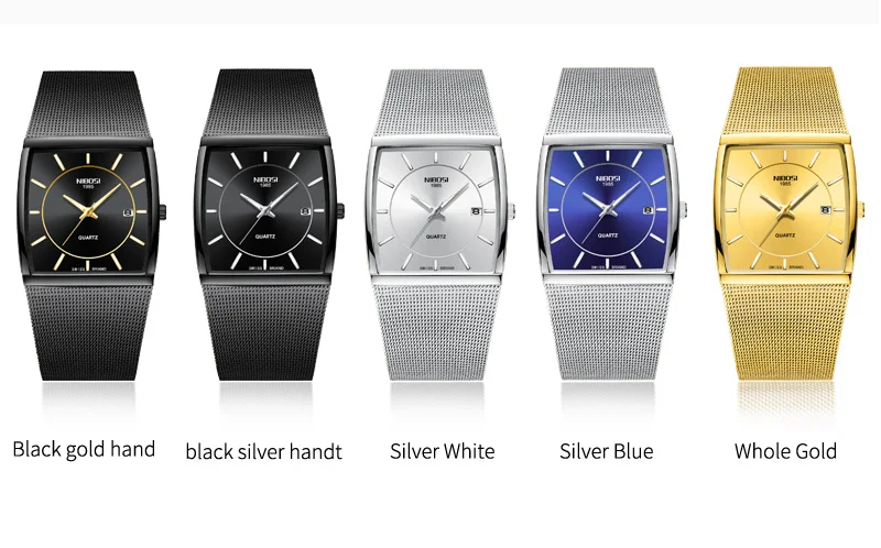 2018 New Square Watch Men Top Brand Luxury Mesh Strap Fashion Dress Wrist Watch Analog Quartz-watch Montre Homme 2018 Man Clock (7)
